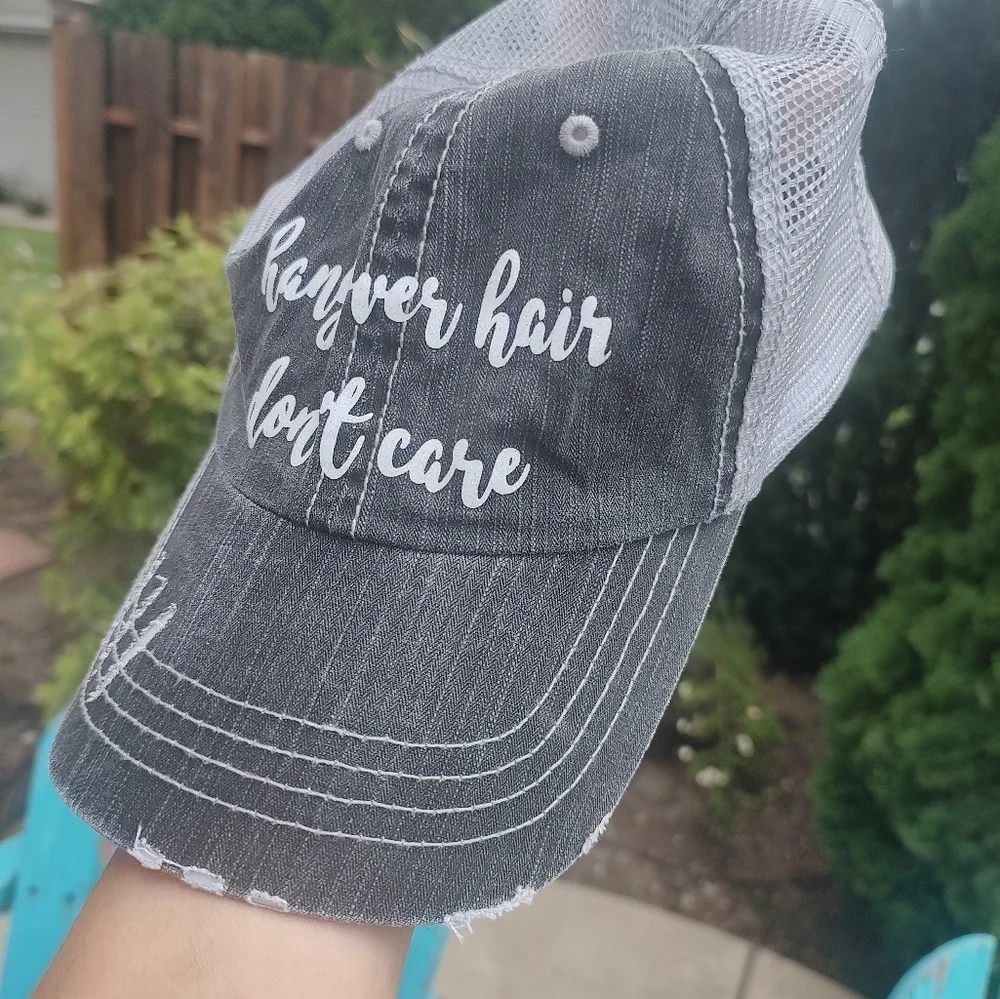 💥 3/$20 Hangover Hair Don't Care Trucker Hat!